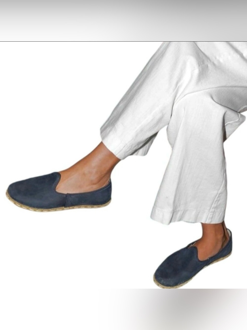 Sabah Navy Suede Slip-On Flats